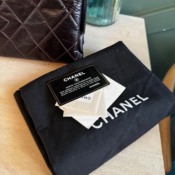 MINT XL CHANEL GRAND SHOPPING TOTE LEATHER DARK BROWN - Picture 2 of 7